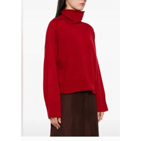LOULOU STUDIO Sz M Medium Red Stintino Turtleneck Pullover Sweater Wool Cashmere